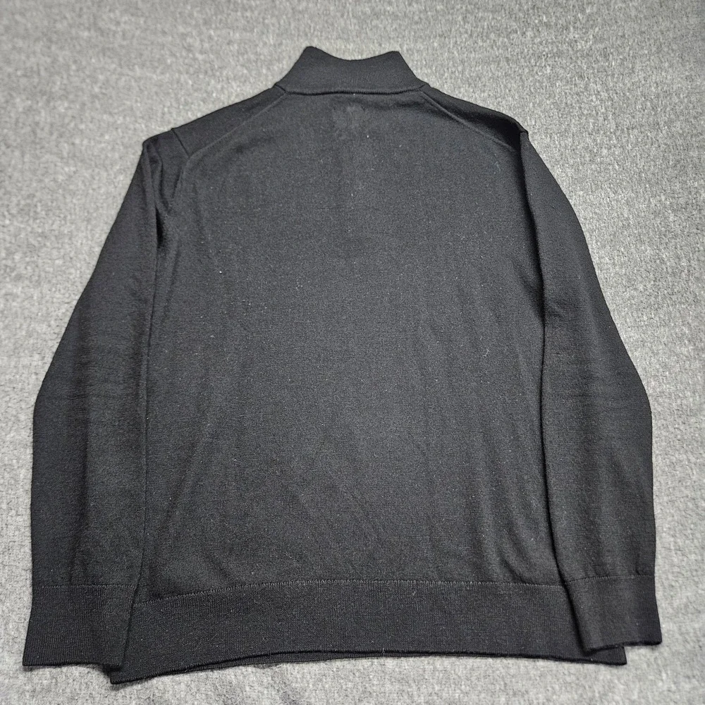 UNTUCKit Belguardo Sweater Mens Large Black Stripe Merino Wool Quarter Zip